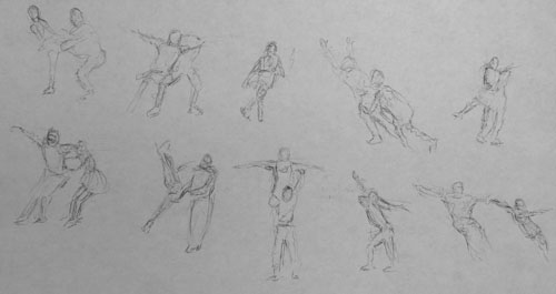 Life drawing: figure skaters