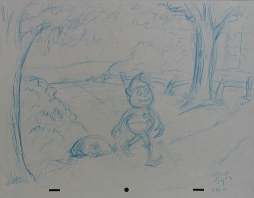 Pencil sketch of a brownie walking.