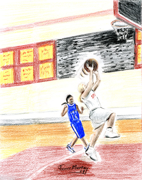 school portrait basketball drawing 2
